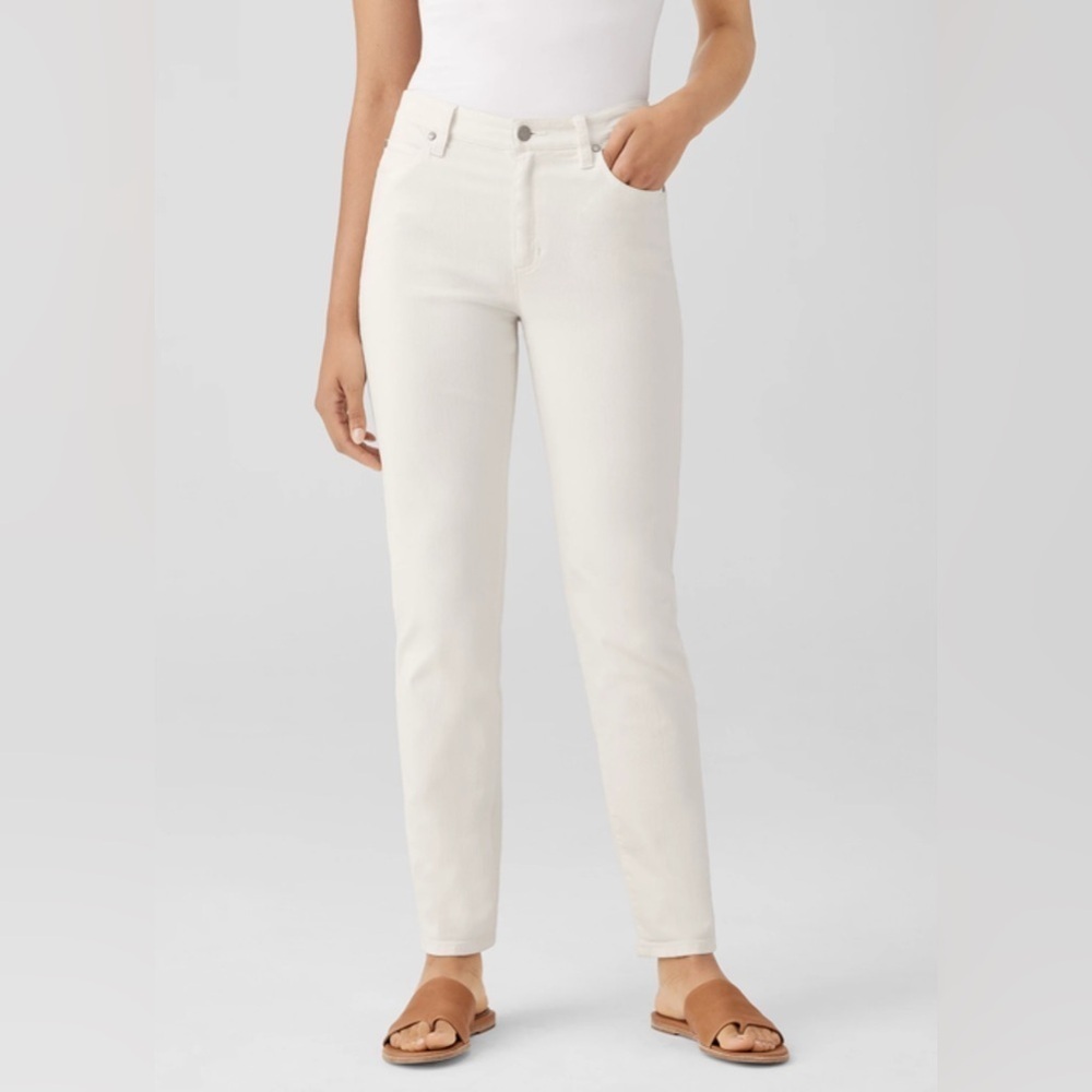 Eileen Fisher Undyed Organic Cotton Denim High-Waisted Jean Size 10